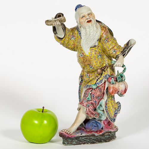 Chinese Famille Jaune Porcelain Figure of Elder