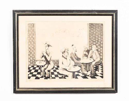 Benny Andrews, Lithograph, "New York Cafe"