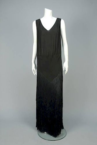 CALLOT SOEURS FRINGED CREPE EVENING GOWN, WINTER 1932 - 1933.