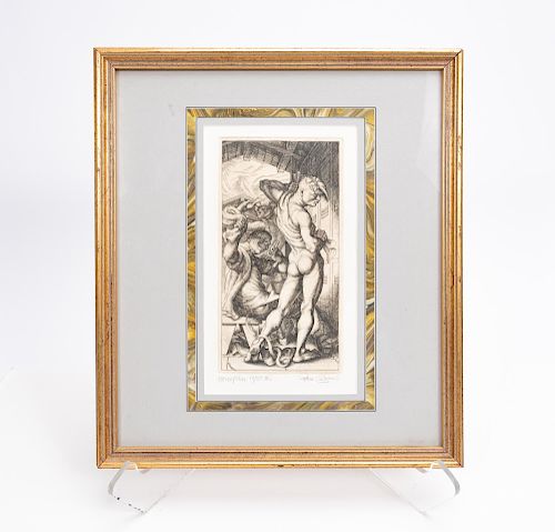 Paul Cadmus Signed Etching, "Horse Play", 13/35