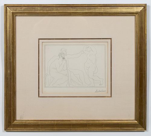 Picasso Signed Etching, "Deux Sculpteurs", Vollard