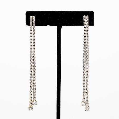 Pair of 14K White Gold Diamond Drop Earrings