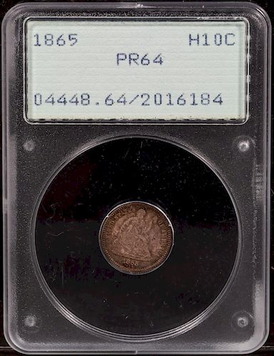 U.S. 1865 10C Silver PR64, PCGS Graded Coin