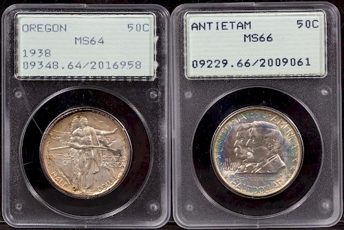 2 Silver Half Dollar Coins, Antietam & Oregon