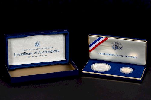 1987 US Constitution Gold and Silver Proof Set