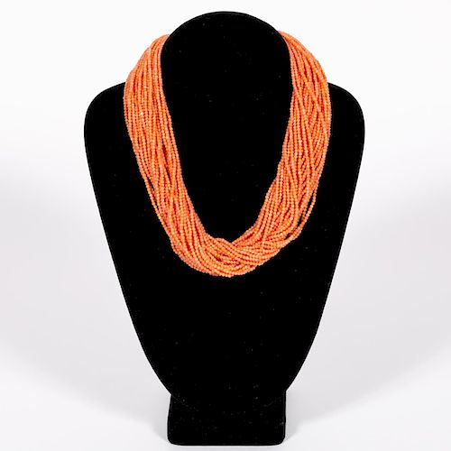 Coral Multi-Strand Necklace w/ 14k Yellow Gold