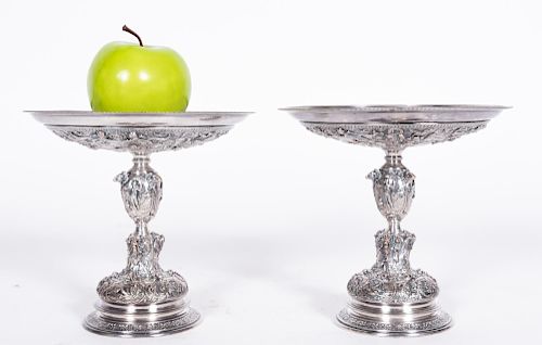 Pair, Late 19th C. Silver on Copper Tazzas