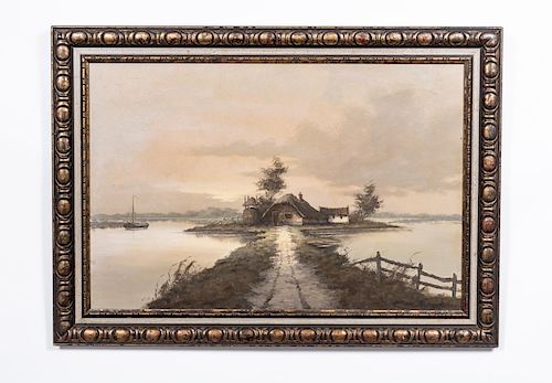 Marl Martens Signed Oil, Cottage in Landscape