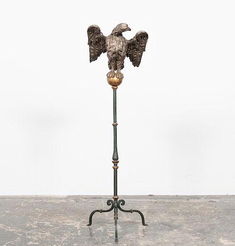 Partial Gilt & Silver Eagle Lectern on Iron Stand