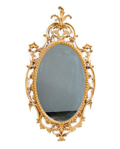 Continental Oval Rococo Style Giltwood Wall Mirror
