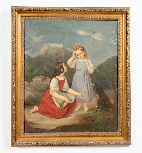 19th Century, Continental School Two Young Girls