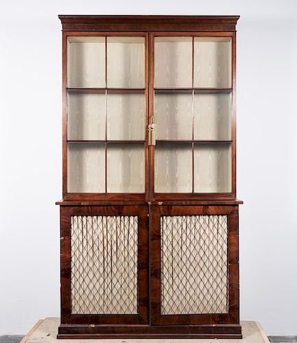 William IV 2-Door Mahogany Bookcase Cabinet