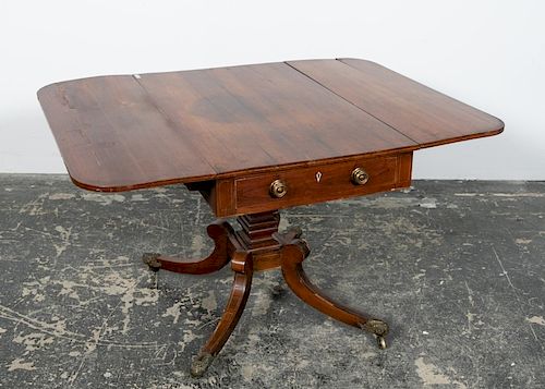 19th C. English Inlaid Mahogany Regency Sofa Table