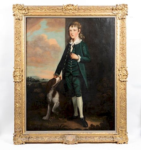 British School Portrait of a Young Gentleman & Dog