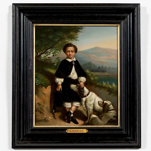 Portrait of Boy with Dogs, Attributed to Landseer