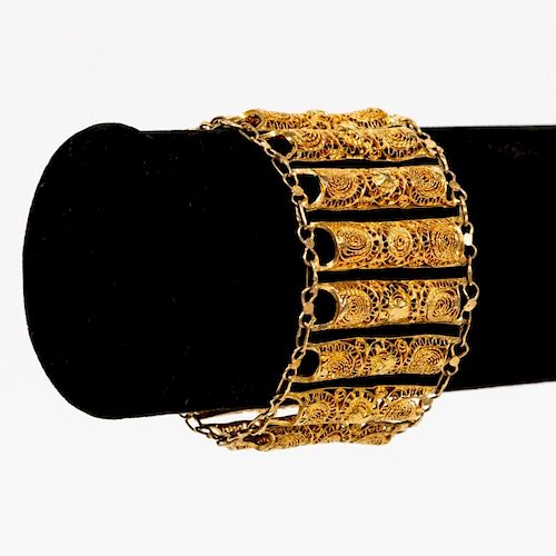 14k Yellow Gold Filigree Bracelet