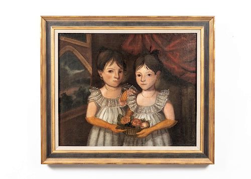 American Southern School Portrait of Two Sisters