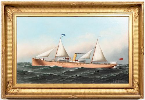 Antonio Jacobsen Aguan Ship Portrait, O/C.