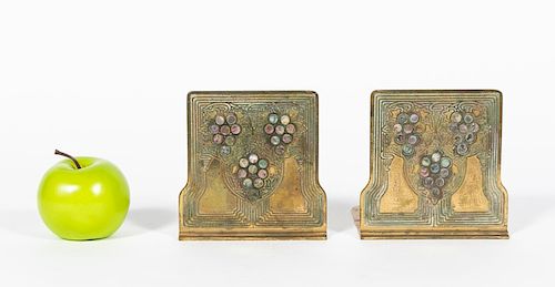 Pair, Tiffany Studios Bronze "Abalone" Bookends