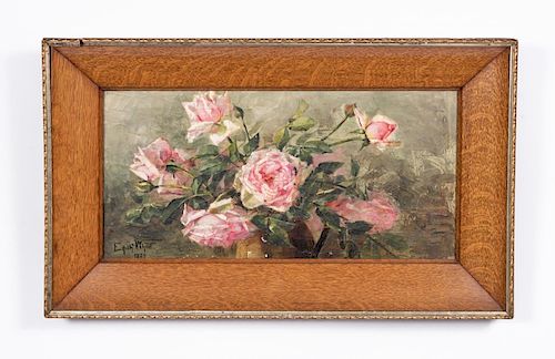 Edith White, Still Life of Pink Roses, 1889 Oil