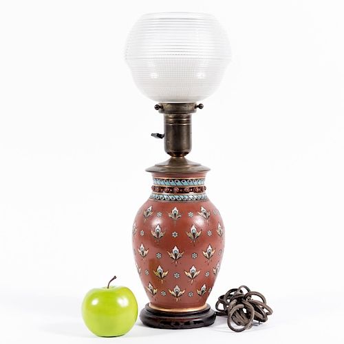 Doulton Lambeth Silicon Vase Mounted as a Lamp