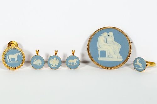 6 Pcs Wedgwood Jewelry Collection Including 14K