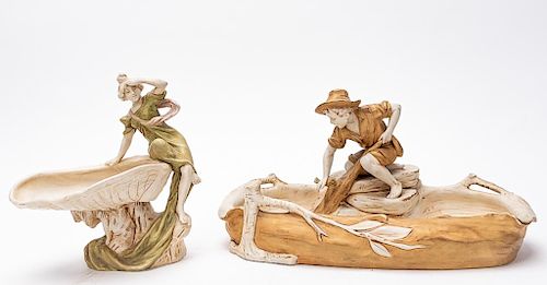 Two Royal Dux Art Nouveau Porcelain Figurines