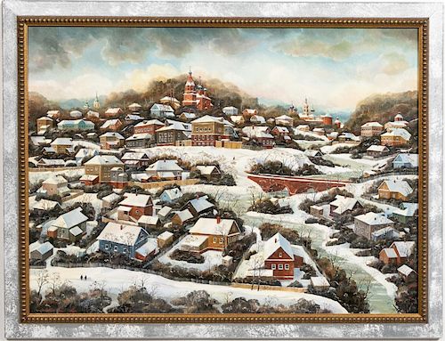 Aleksandr Sedov, Oil on Canvas, Russian Village