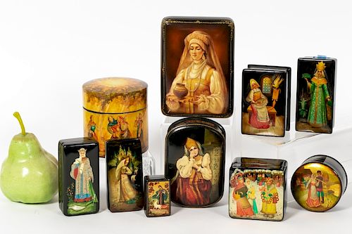 10 Russian Lacquered Boxes, Traditional Costumes