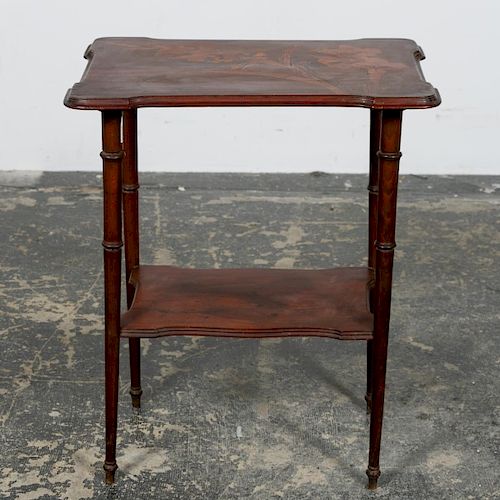 Art Nouveau Galle Marquetry Inlaid 2-Tiered Table