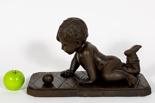 Style of E. Villanis Bronze Sculpture of Infant