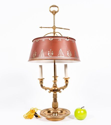 French Style Brass & Tole Bouillotte Table Lamp