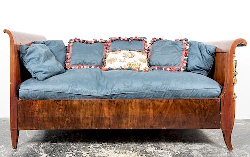 French Empire Style Day Bed w/ Blue Cushions