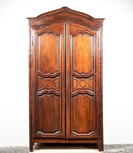 French Louis XIV Style Walnut Two Door Armoire