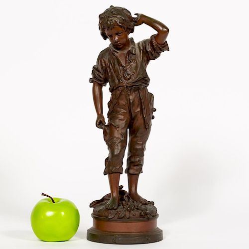 C. Anfrie "Un Accident", Bronze Sculpture of Boy