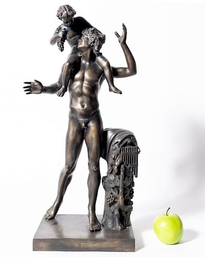 Chiurazzi Foundry Faun with Bacchus Bronze Figure