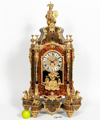Louis XV Style Boulle & Ormolu Mantle Clock
