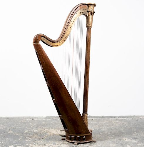 19th C. Sebastien & Pierre Erard Partial Gilt Harp