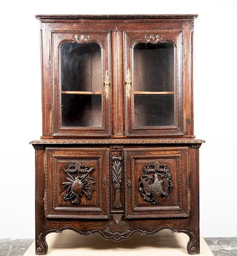 Louis XIII Style Carved Oak Buffet Deux Corps