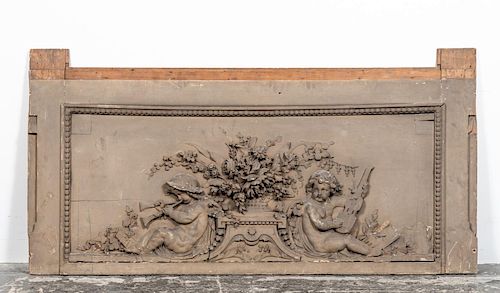 18th C. French Gray Figural Architectural Fragment