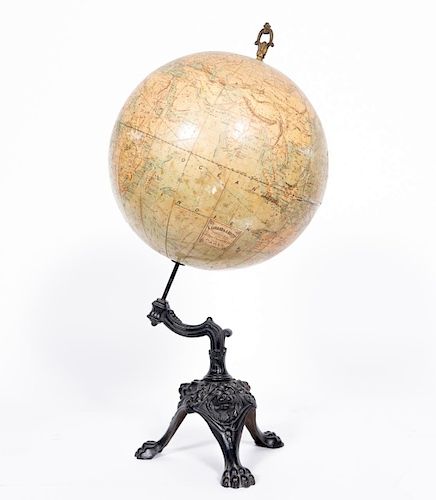 French, 19th Century Terrestrial Paper Mache Globe