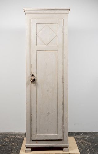 French Gray Painted Single Door Wardrobe, C. 1915