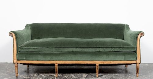 Italian Neoclassical Style Green Velvet Sofa
