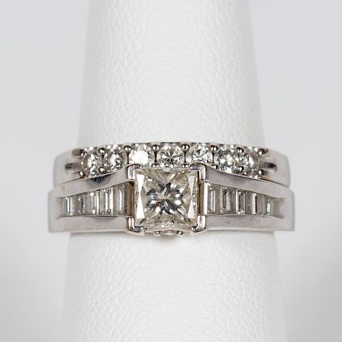 2 14k White Gold & Diamond Rings, Engagement