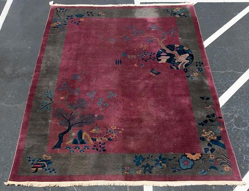 Chinese Art Deco Rug, Hand Woven 11'10" x 9'2"
