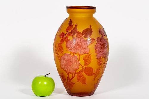 French Art Nouveau Style Art Glass Vase