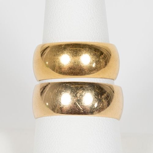 Two Yellow Gold Wedding Bands, 14k & 18k