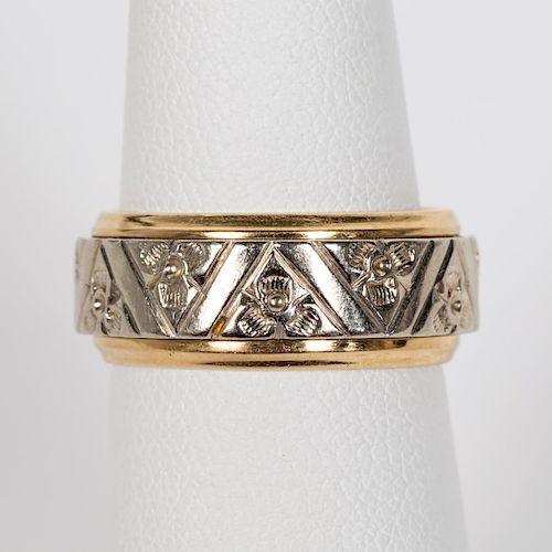 14k Two Tone Gold Engraved Ring or Band
