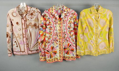 THREE PUCCI PRINTED COTTON BLOUSES, c. 1970.