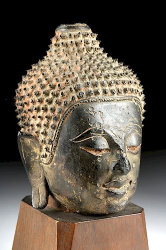 17th C Thai Bronze Buddha Head